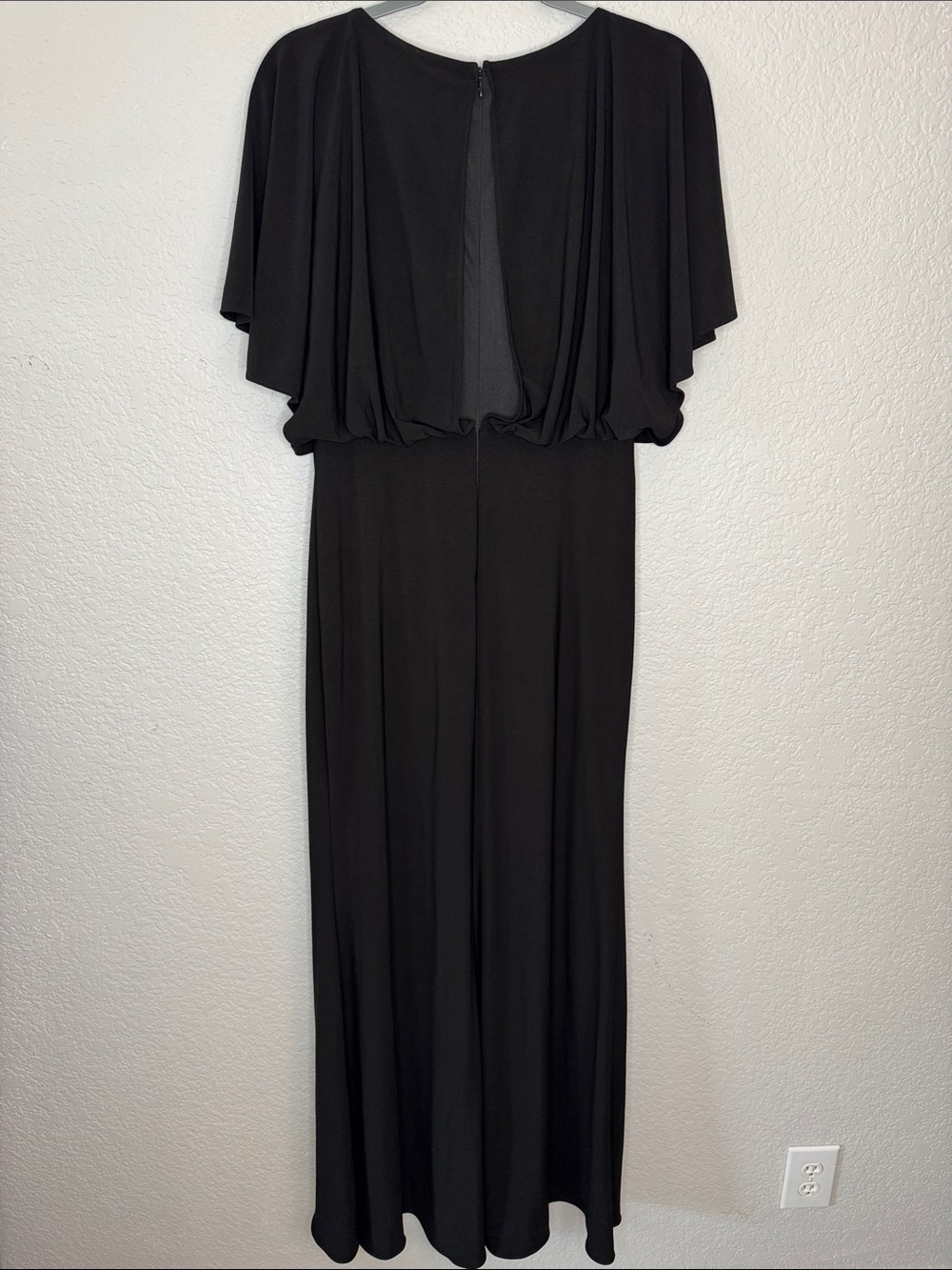 BHLDN Anthropologie Lena Caped Flutter Sleeve Maxi Dress Gown Black Size 10 - Picture 6 of 8